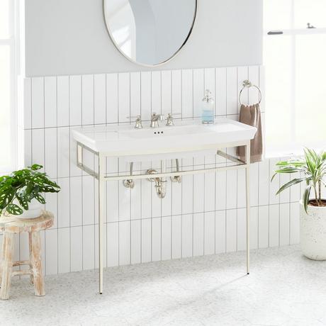 Olney Porcelain Console Sink with Metal Stand