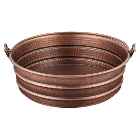 17" Copper Bucket Vessel Sink - Hammered - Decorative Copper Handle