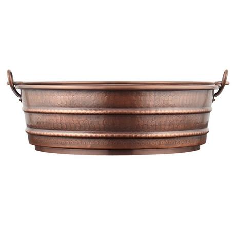 17" Copper Bucket Vessel Sink - Hammered - Decorative Copper Handle