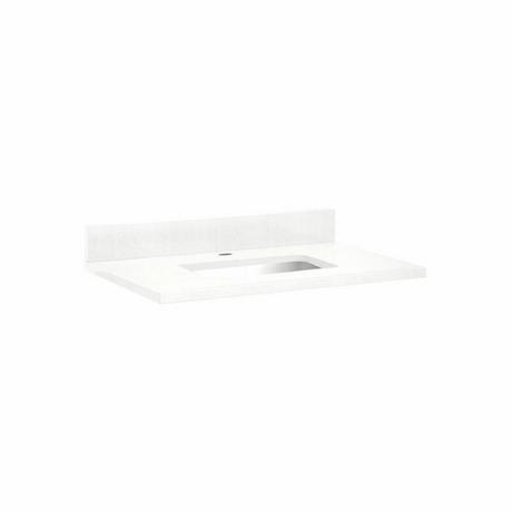 31" x 22" 3cm Quartz Vanity Top for Rectangular Undermount Sink - Feathered White - White Sink