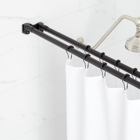 Straight Double Solid Brass Shower Curtain Rod