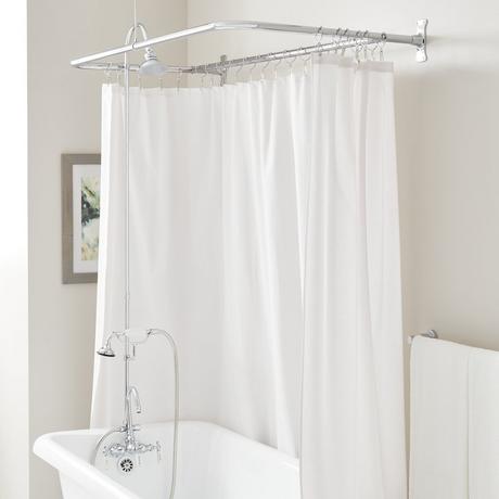 Gooseneck Shower Conversion Kit with Hand Shower - 60" x 27" D Style Shower Ring
