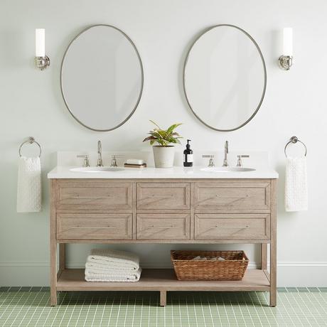 60" Robertson Console Vanity with Undermount Sinks - Brushed White