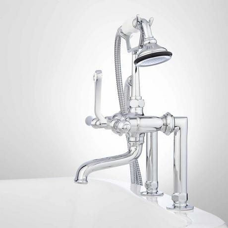 Tall Deck-Mount Telephone Tub Faucet & Hand Shower - Lever Handles